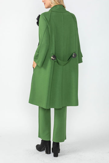 Hunter Green Shawl Collar Raglan Sleeve Coat